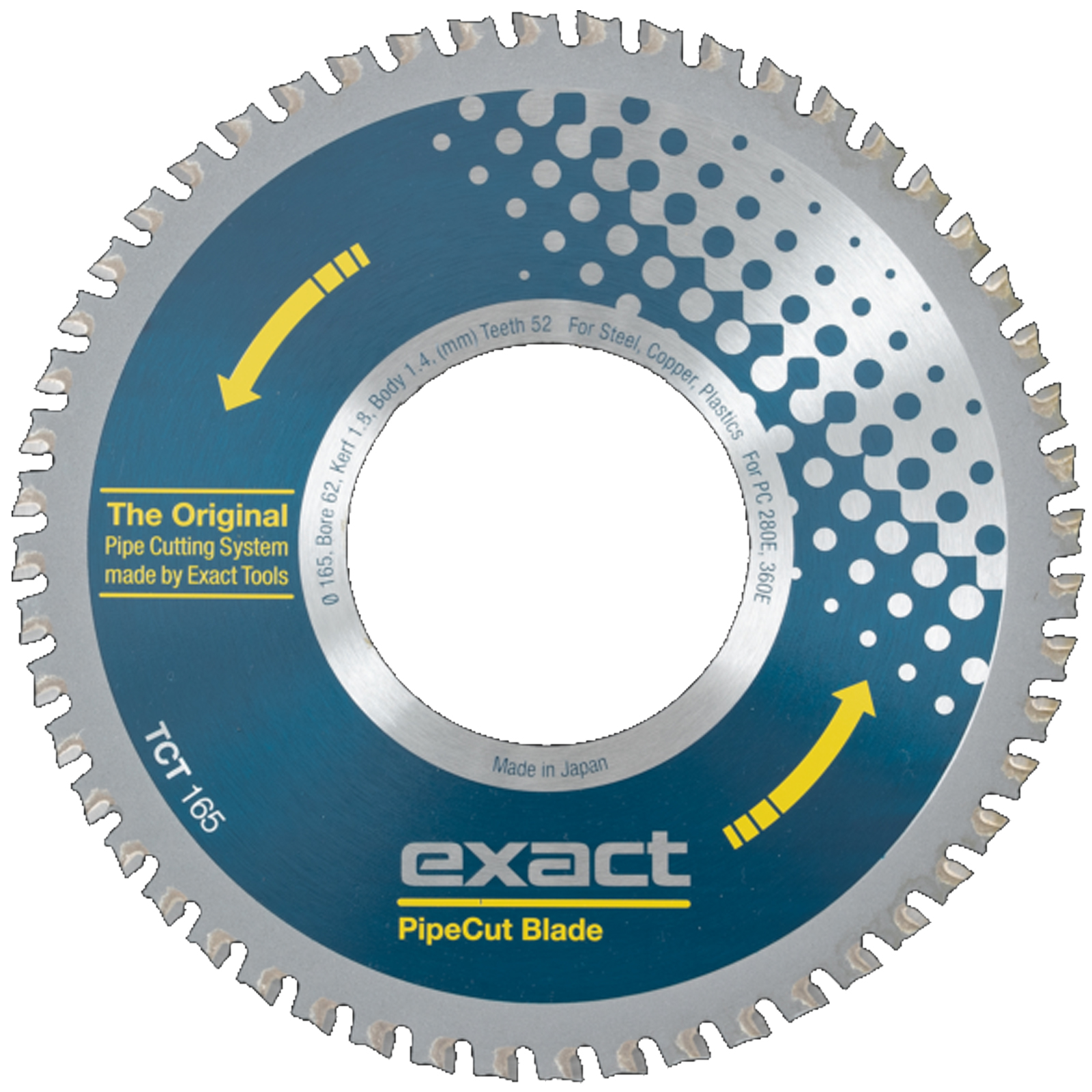 Lama EXACT TOOL TCT Ø165mm Disco da Taglio A 52 denti in Carburo di Tungsteno per Tubi in Acciaio Rame Alluminio Plastica