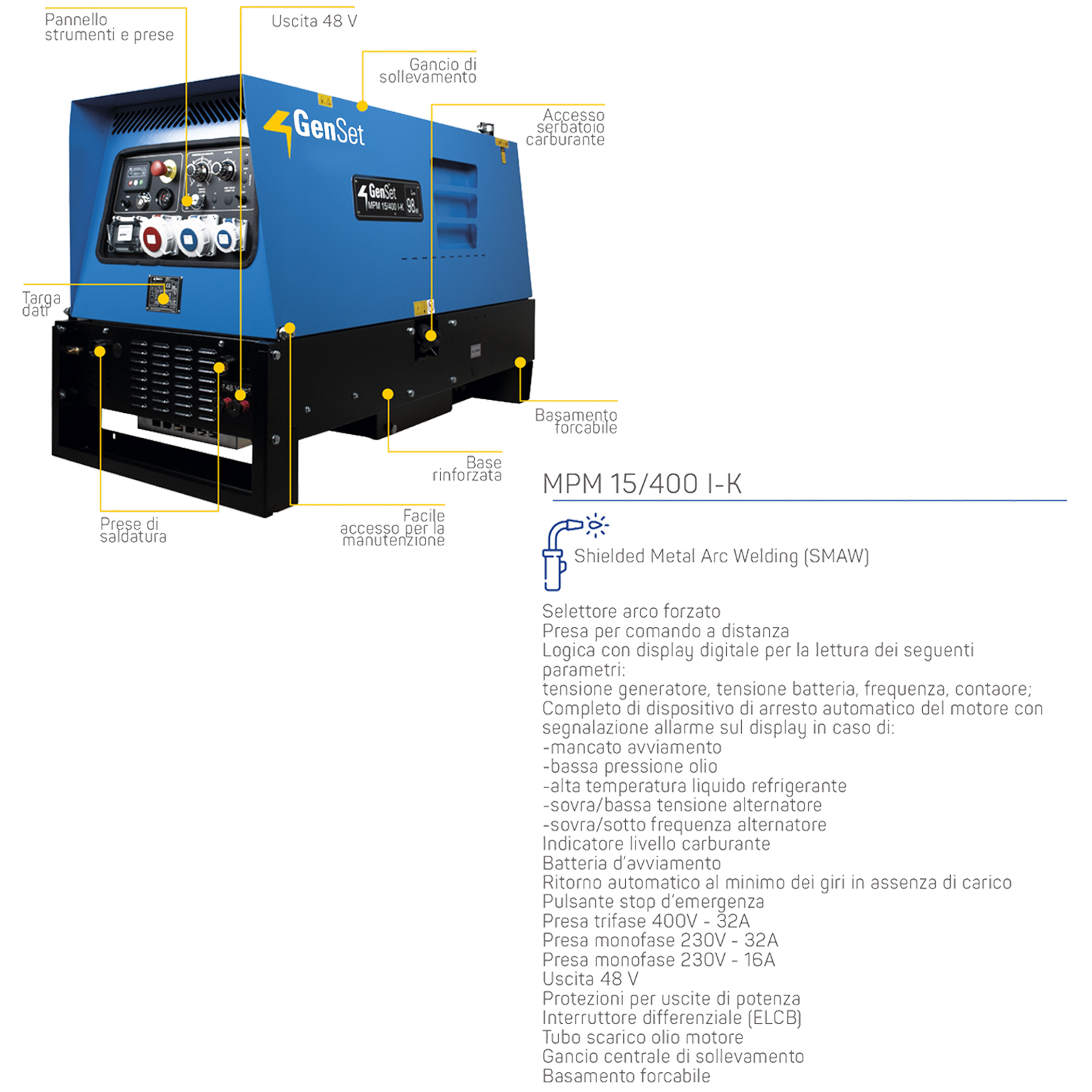 Motosaldatrice Diesel 400 A con Generatore Trifase e Monofase GEN SET Motore Kubota ad Alta Potenza Silenziata codice MPM15/400IK2N - immagine 4
