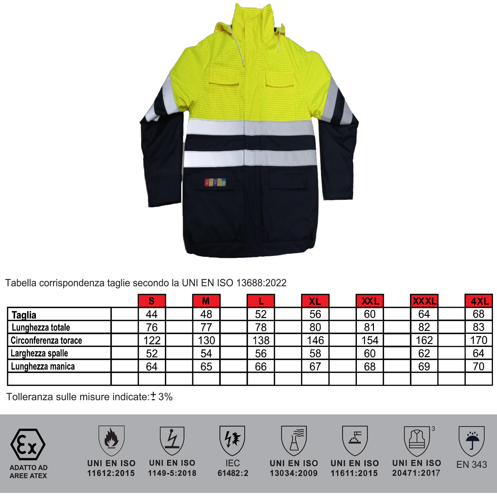 Parka Impermeabile DPI Multirischio di III Categoria Giubbotto Certificato EN ISO per Lavoro Industriale - immagine 3