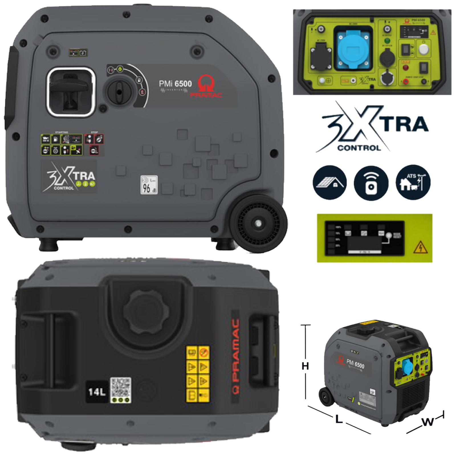 Generatore di corrente Inverter PRAMAC PMi 6500 Gruppo Elettrogeno Portatile da 6500 W Benzina con Avviamento Elettrico, ATS e Modalità Economy - immagine 3