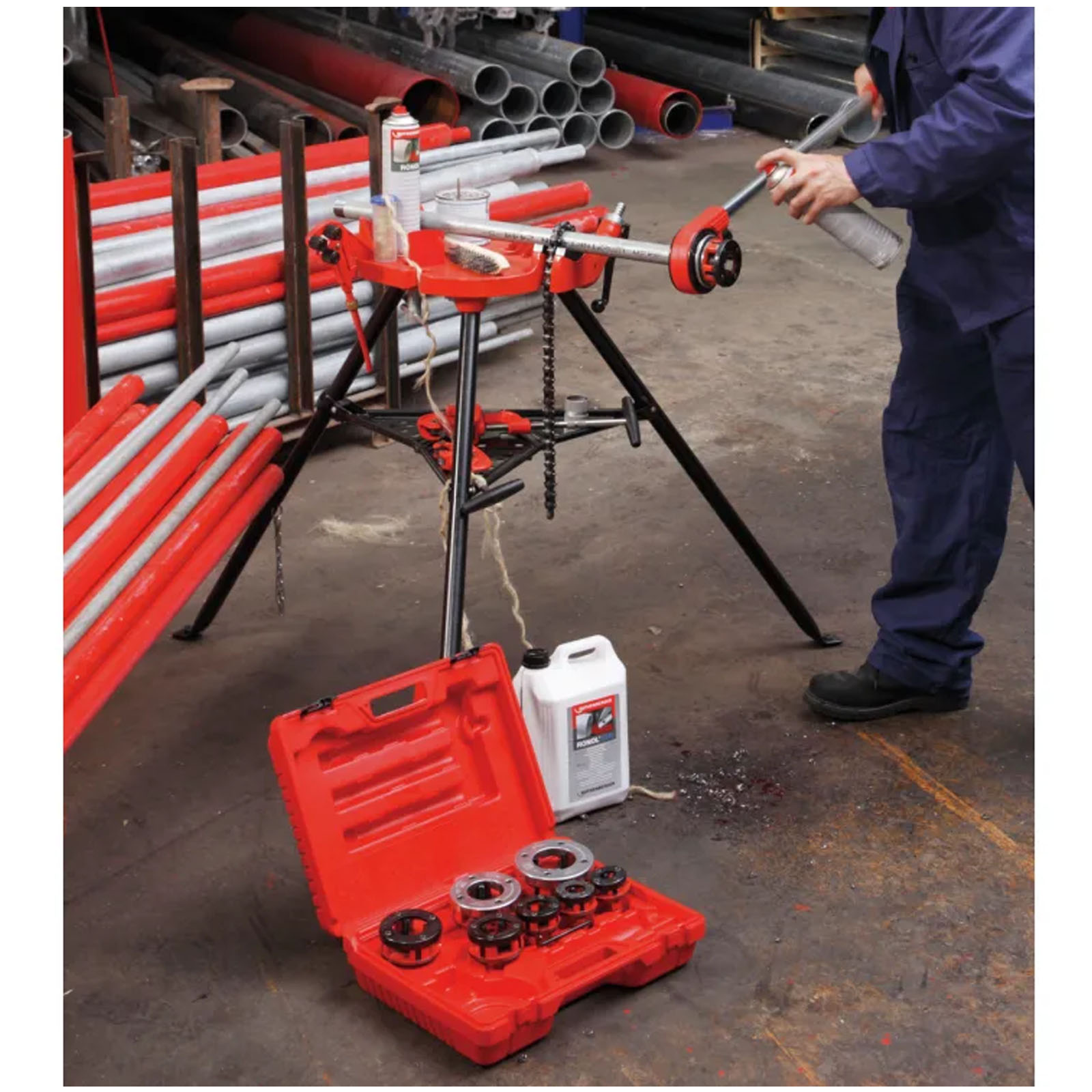 Filiera Manuale da Ø 3/8"-2" ROTHENBERGER SUPER CUT per Tubi in Acciaio Set completo con 7 testine BSPT R, Cricco Reversibile e Valigetta - immagine 5