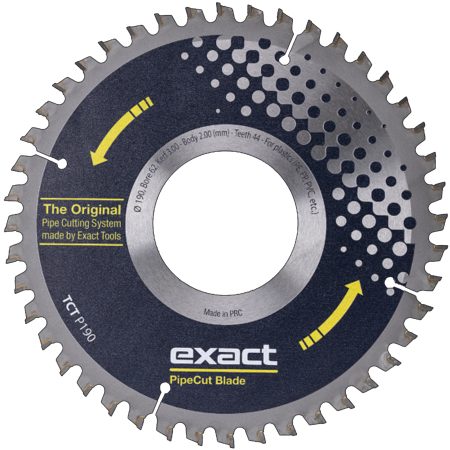 Lama Ø 190 mm per Tagliatubi EXACT TCT P190 Disco da Taglio a 45 Denti per Tubi in PE, PP e PVC